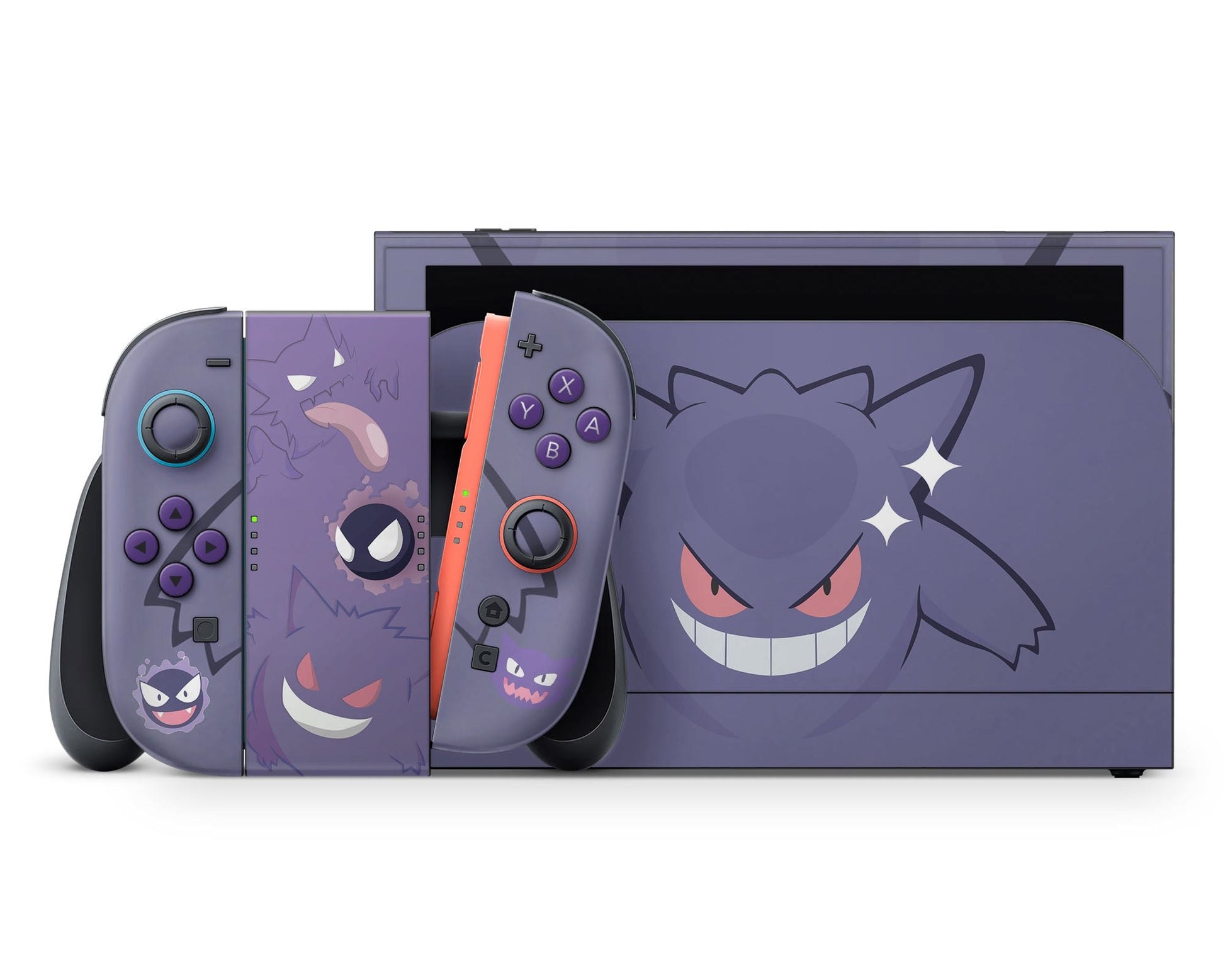 Lux Skins Nintendo Switch 2 Pokemon Gengar Evolution Full Set +Tempered Glass Skins - Pop culture Pokemon Skin