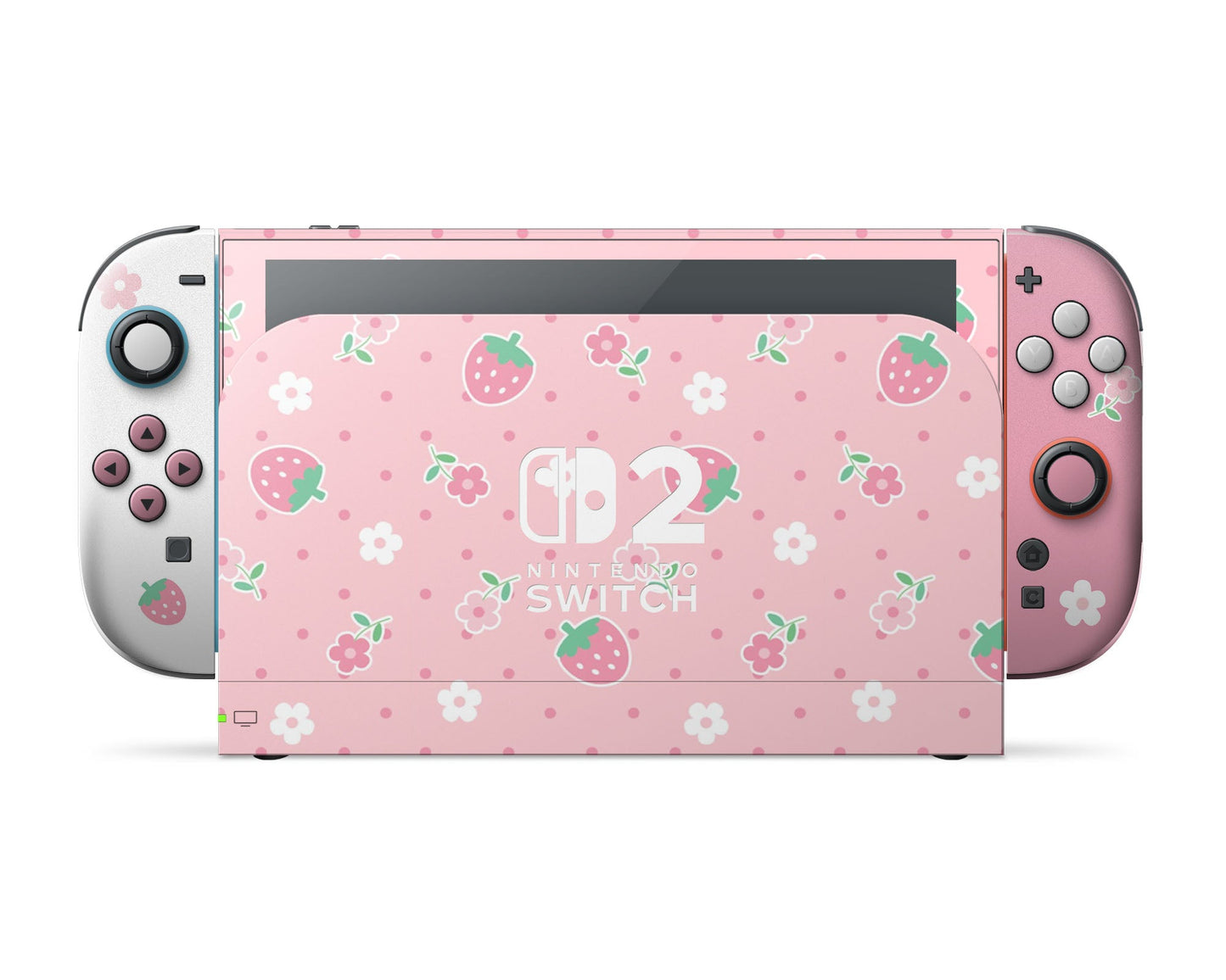 Lux Skins Nintendo Switch 2 Kawaii Strawberry Daisy Nintendo logo Skins - Art Floral Skin