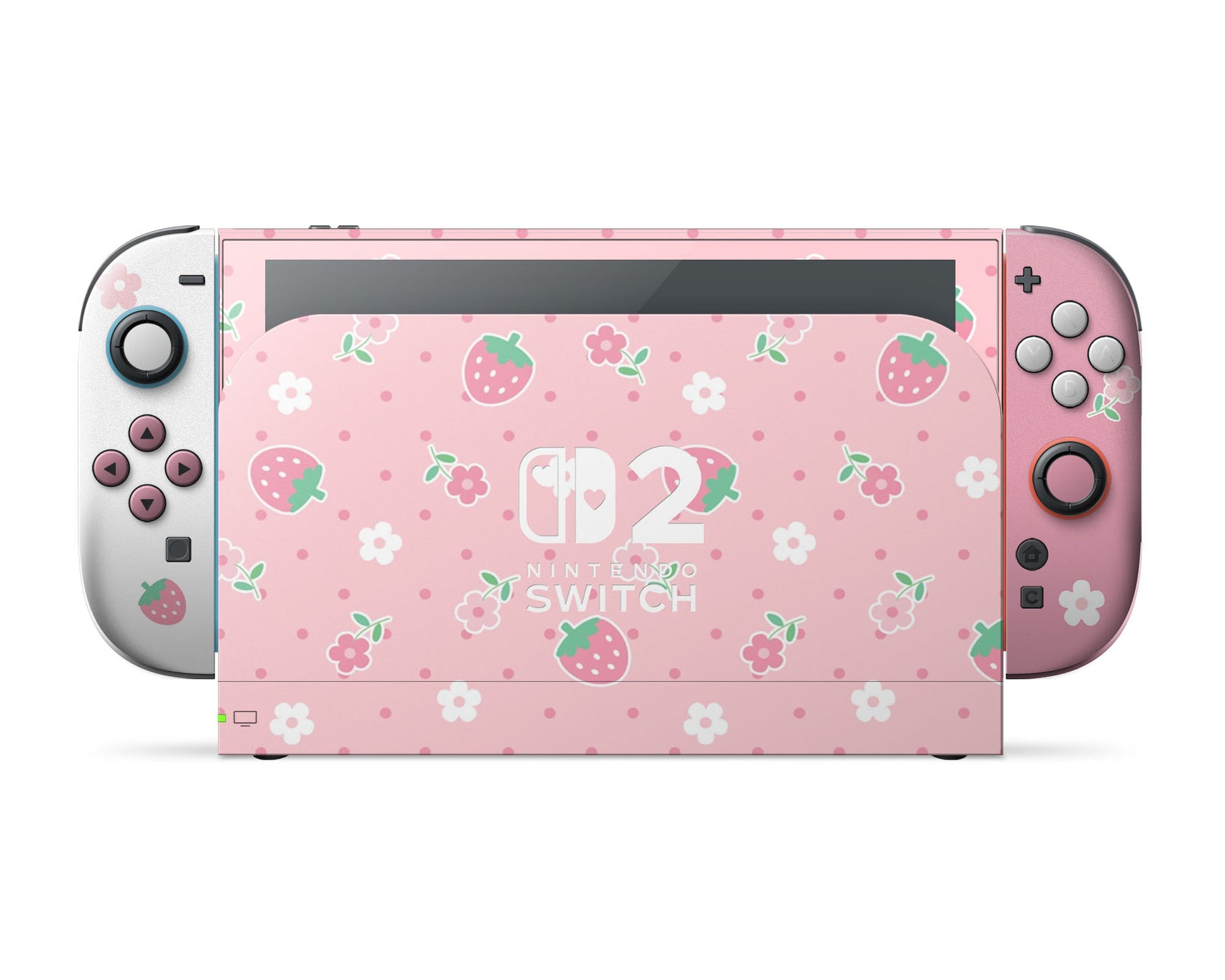 Lux Skins Nintendo Switch 2 Kawaii Strawberry Daisy Hearts logo Skins - Art Floral Skin
