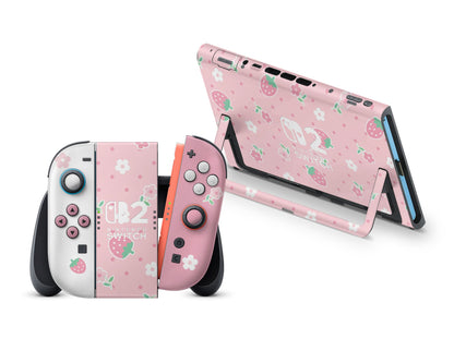 Kawaii Strawberry Daisy Nintendo Switch 2 Skin