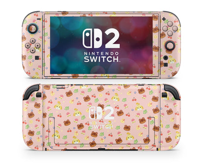 Cute Animal Crossing Pattern Nintendo Switch 2 Skin