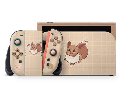 Lux Skins Nintendo Switch 2 Cute Pokemon Eevee Full Set +Tempered Glass Skins - Pop culture Pokemon Skin