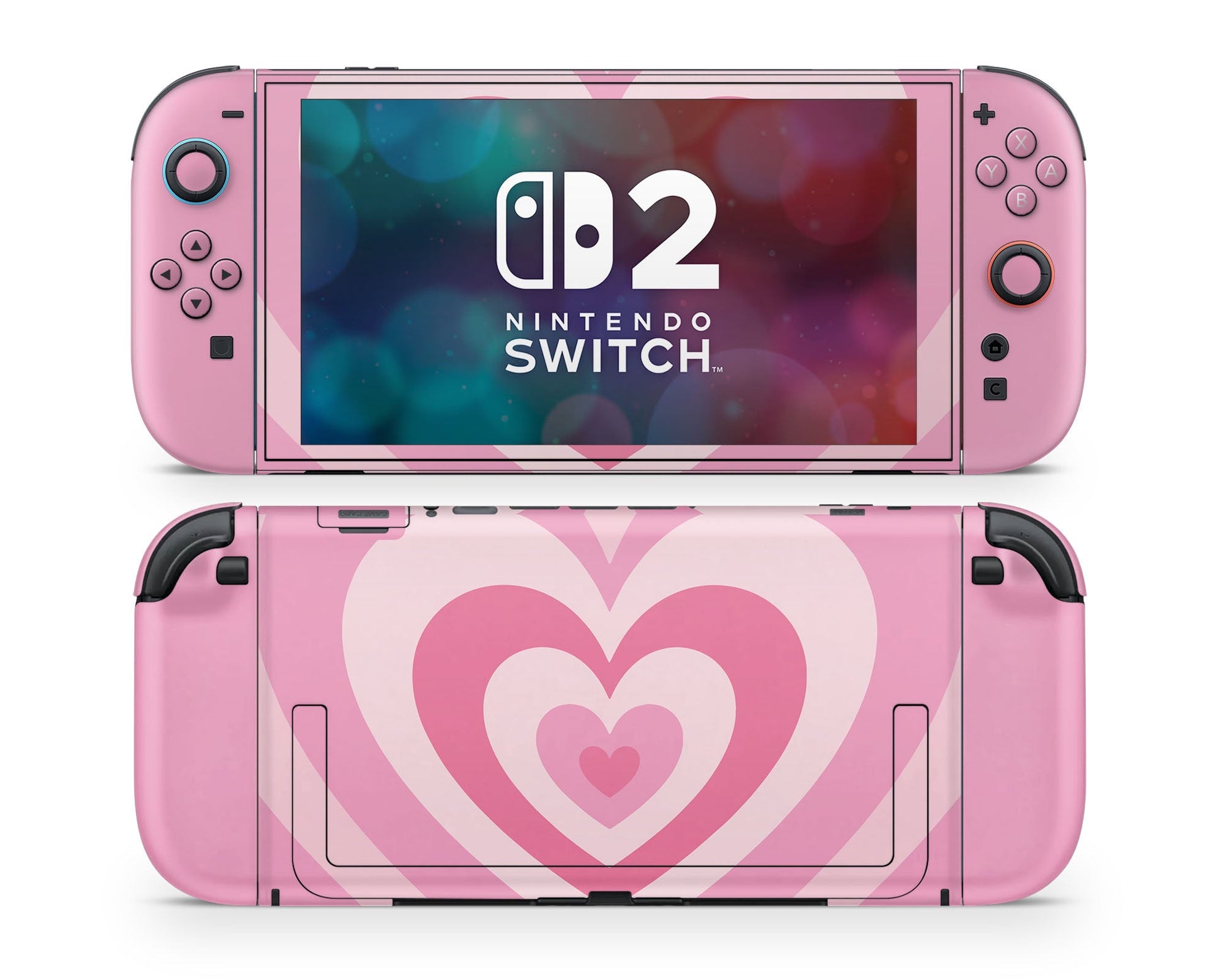 Lux Skins Nintendo Switch 2 Pink Retro Hearts Joycons Only Skins - Art Solid Colours Skin