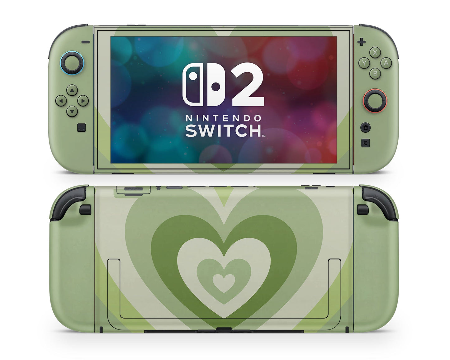 Lux Skins Nintendo Switch 2 Matcha Retro Hearts Joycons Only Skins - Art Solid Colours Skin