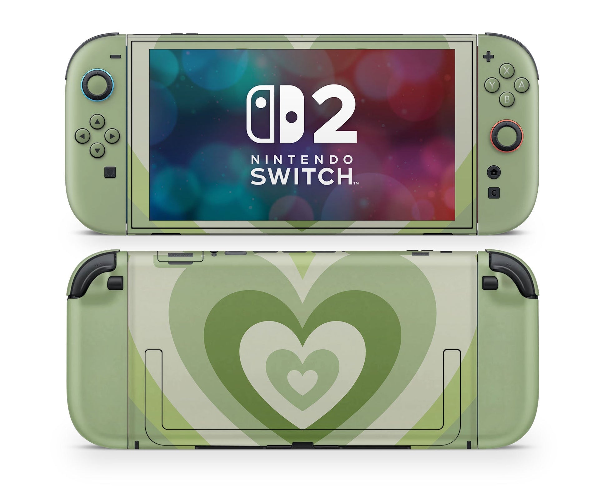 Lux Skins Nintendo Switch 2 Matcha Retro Hearts Joycons Only Skins - Art Solid Colours Skin