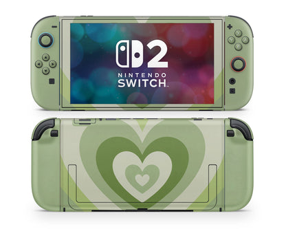 Lux Skins Nintendo Switch 2 Matcha Retro Hearts Joycons Only Skins - Art Solid Colours Skin