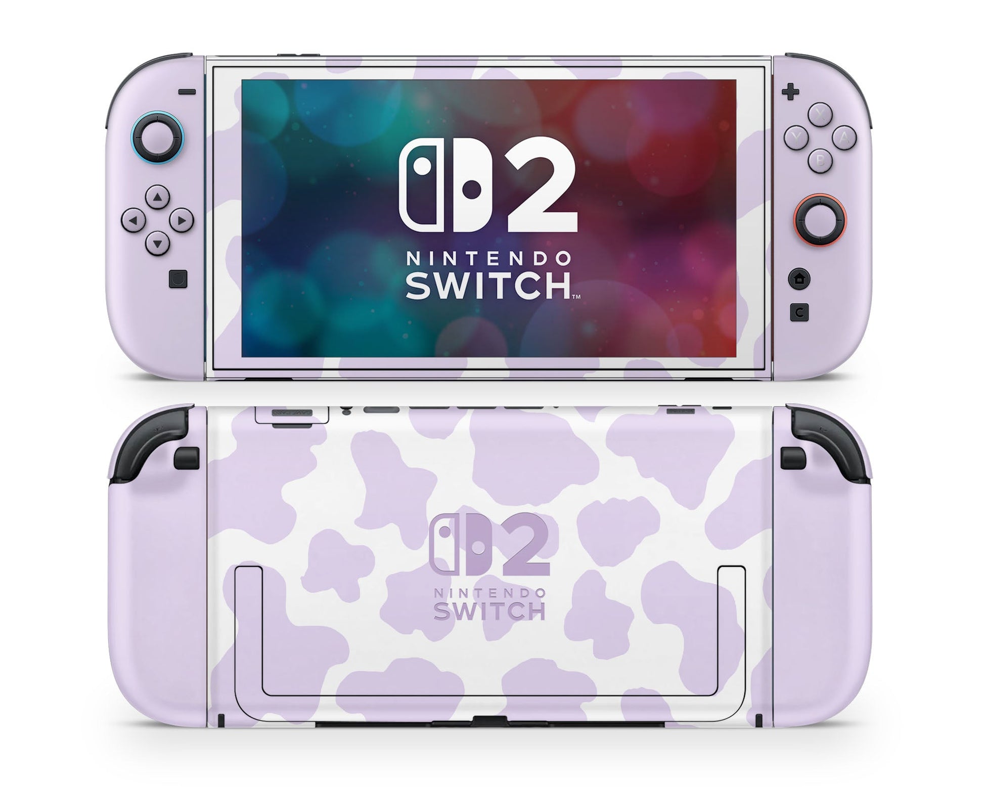 Lux Skins Nintendo Switch 2 Purple Cow Print Nintendo logo Skins - Art Animals Skin