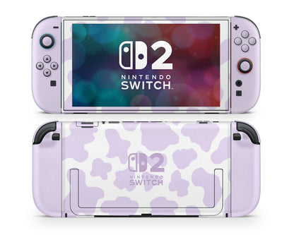 Lux Skins Nintendo Switch 2 Purple Cow Print Nintendo logo Skins - Art Animals Skin
