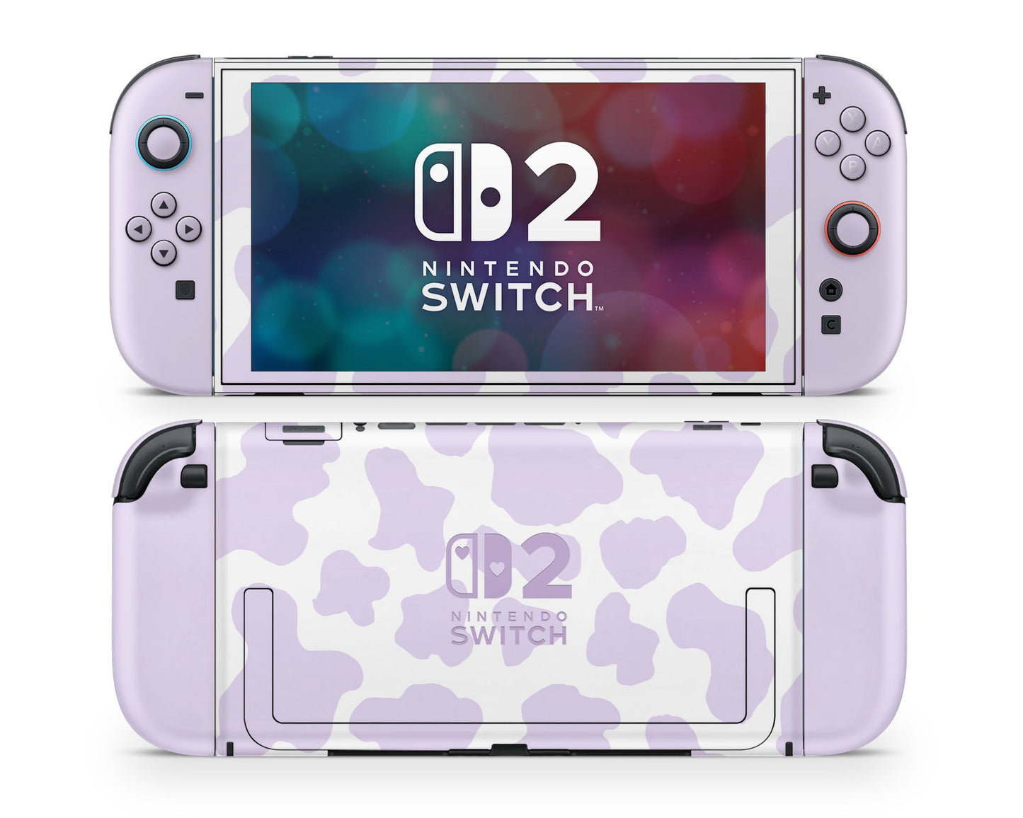 Lux Skins Nintendo Switch 2 Purple Cow Print Hearts logo Skins - Art Animals Skin