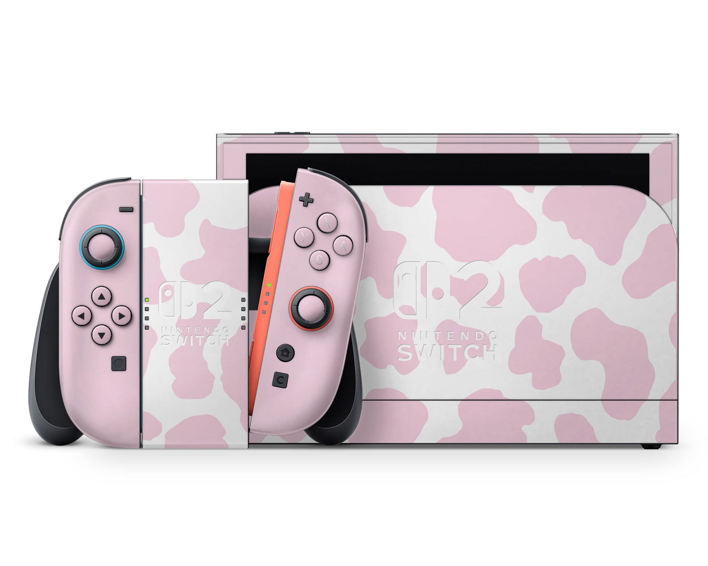 Lux Skins Nintendo Switch 2 Strawberry Milk Cow Print Nintendo logo Skins - Art Animals Skin