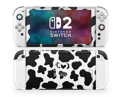 Lux Skins Nintendo Switch 2 Cow Print Nintendo logo Skins - Art Animals Skin