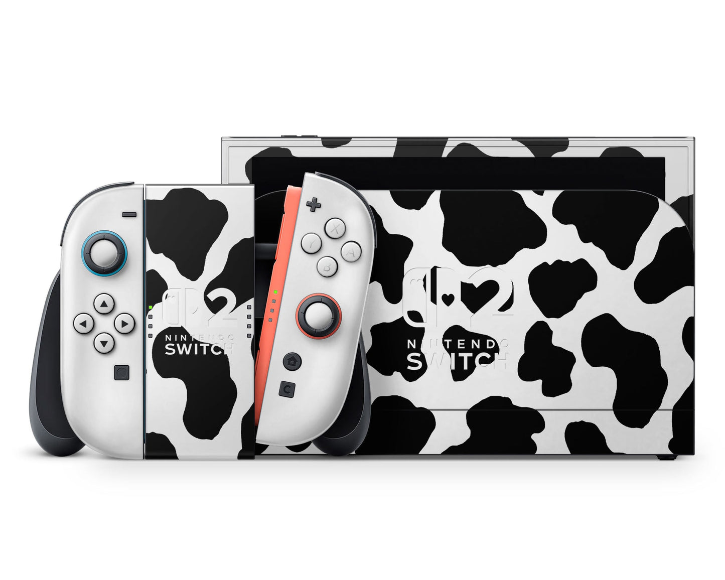 Lux Skins Nintendo Switch 2 Cow Print Hearts logo Skins - Art Animals Skin