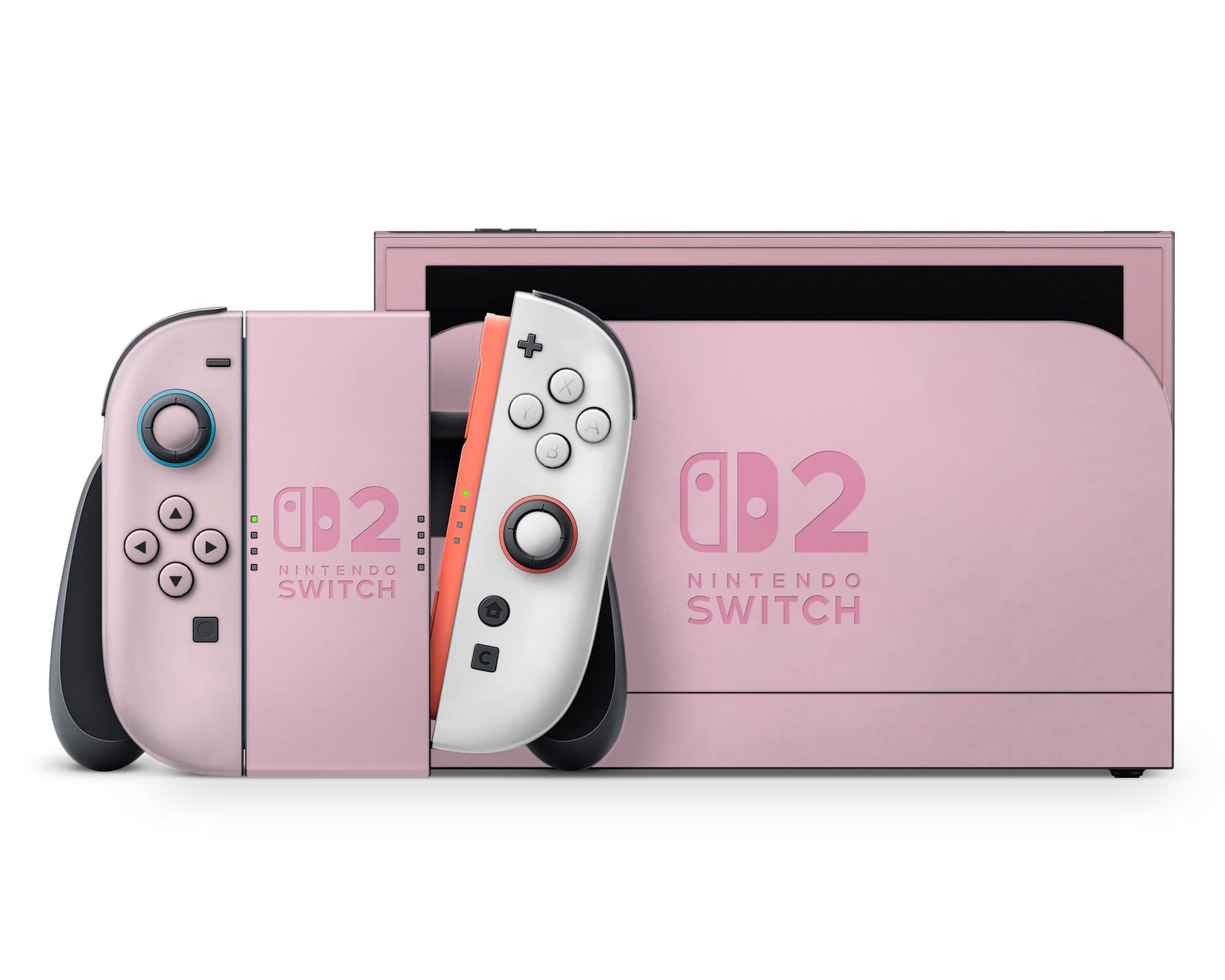 Lux Skins Nintendo Switch 2 Pretty in Pink Nintendo logo Skins - Solid Colours Colour Blocking Skin