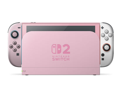 Lux Skins Nintendo Switch 2 Pretty in Pink Hearts logo Skins - Solid Colours Colour Blocking Skin