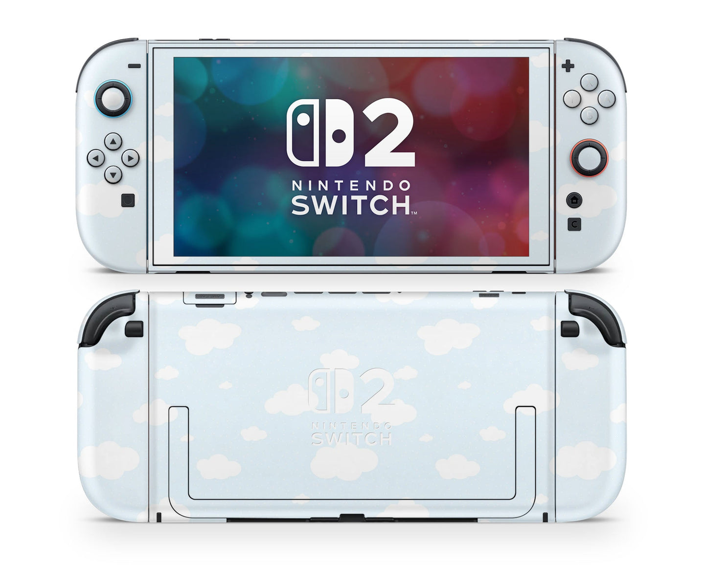 Lux Skins Nintendo Switch 2 Cute Blue Clouds Nintendo logo Skins - Art Clouds Skin