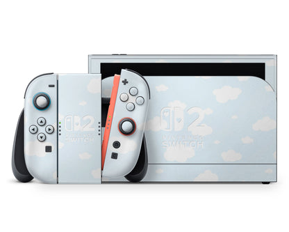 Lux Skins Nintendo Switch 2 Cute Blue Clouds Hearts logo Skins - Art Clouds Skin