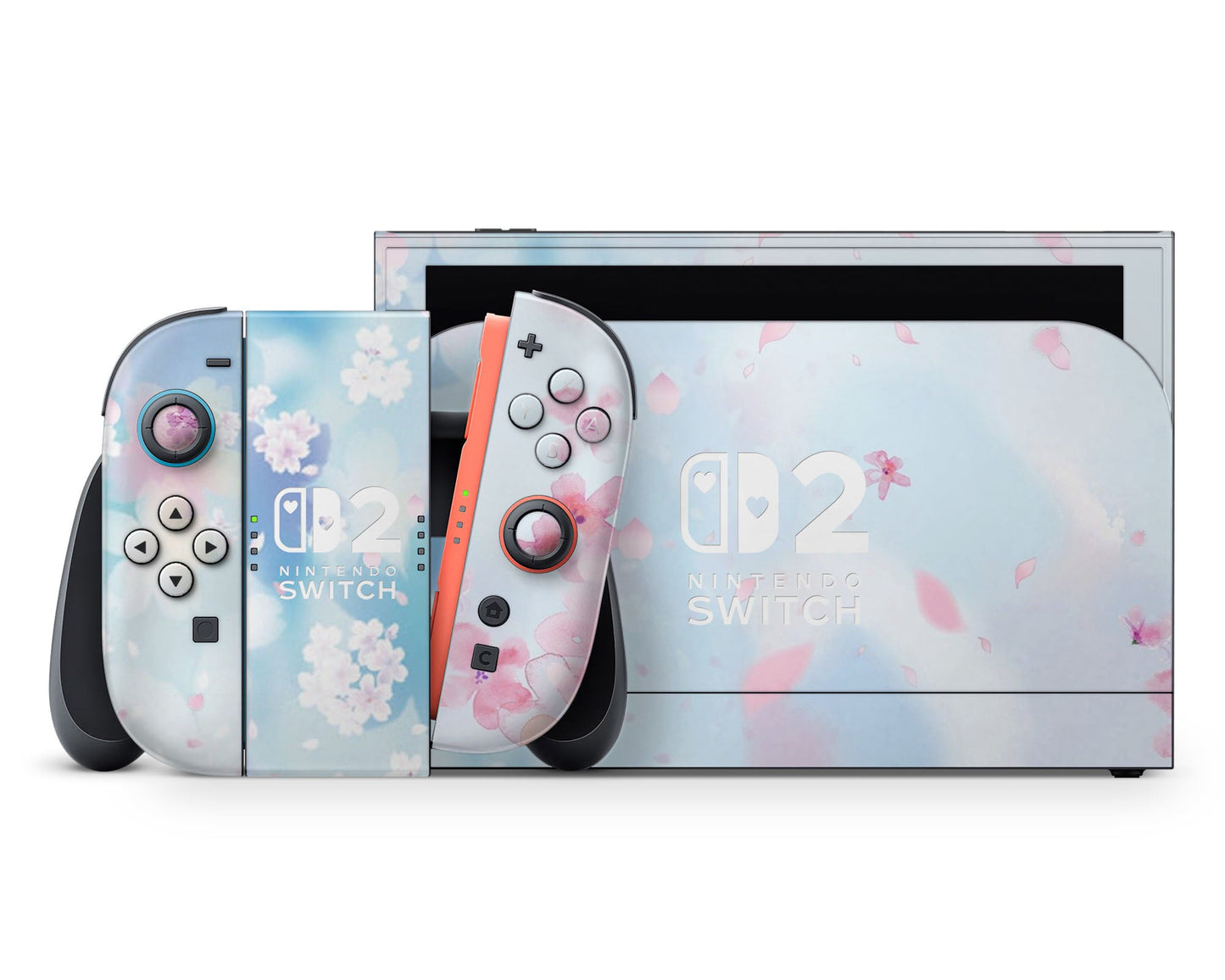 Lux Skins Nintendo Switch 2 Cherry Blossom Sakura Flower Hearts logo Skins - Art Floral Skin