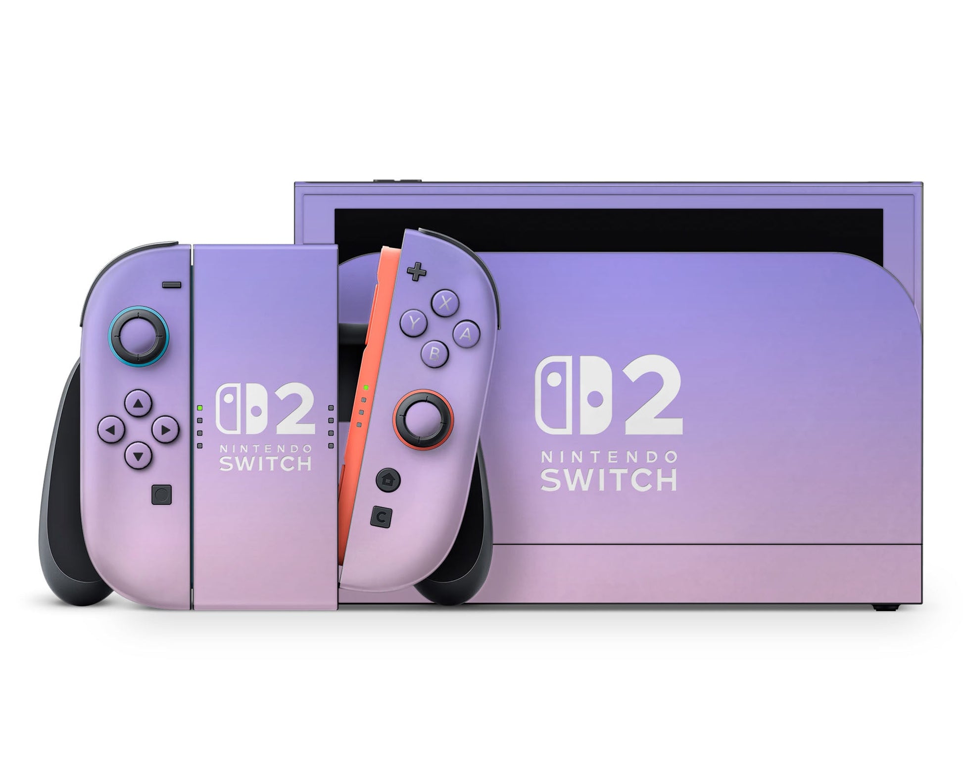 Lux Skins Nintendo Switch 2 Pastel Purple Pink Gradient Nintendo logo Skins - Solid Colours Gradient Skin