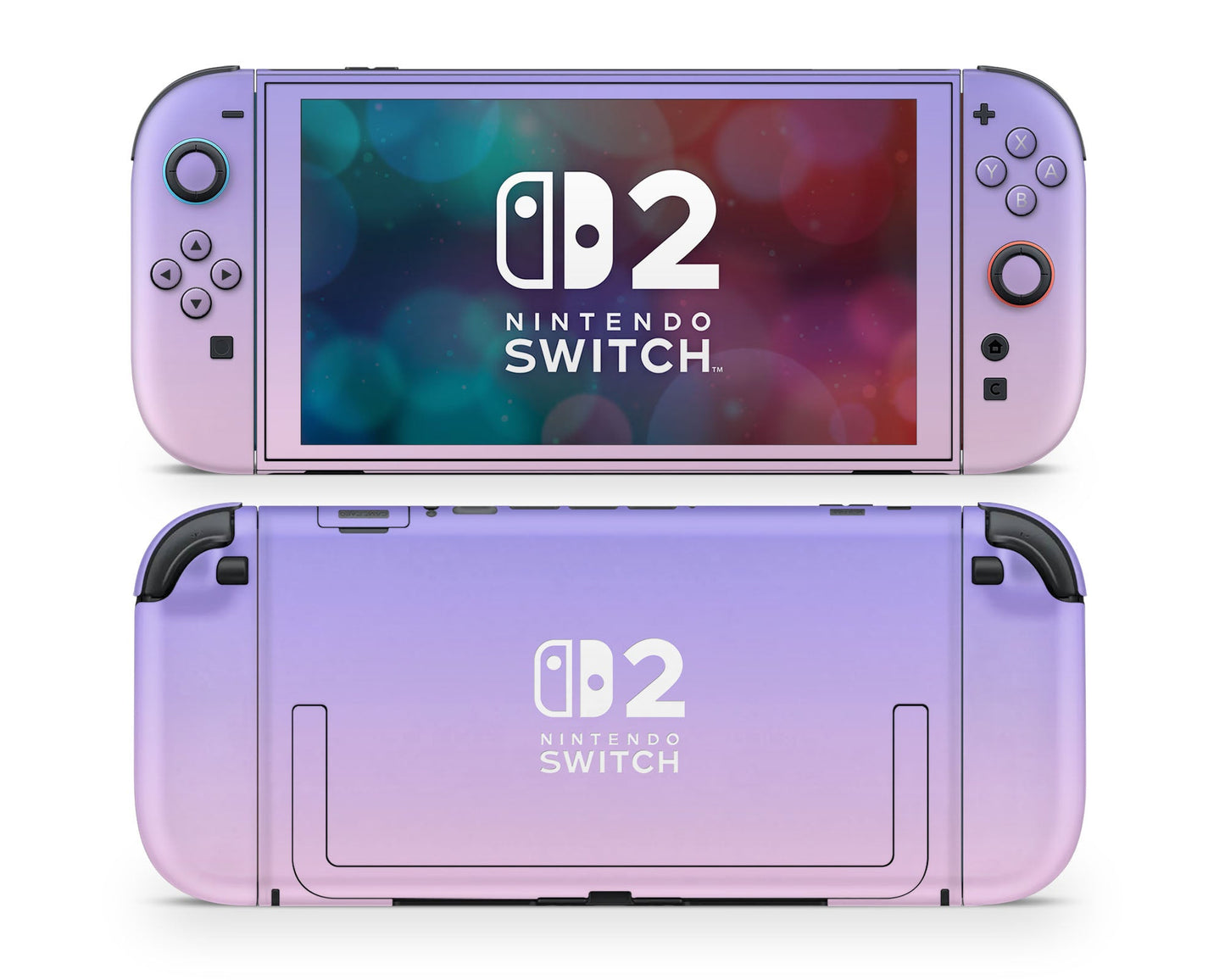 Lux Skins Nintendo Switch 2 Pastel Purple Pink Gradient Nintendo logo Skins - Solid Colours Gradient Skin