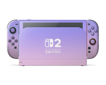 Lux Skins Nintendo Switch 2 Pastel Purple Pink Gradient Hearts logo Skins - Solid Colours Gradient Skin