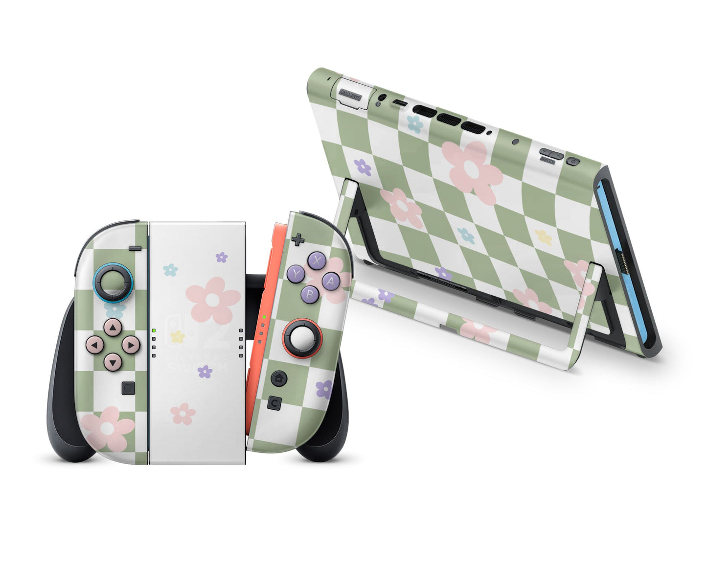Danish Pastel Flower Green Nintendo Switch 2 Skin