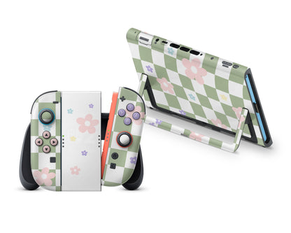 Danish Pastel Flower Green Nintendo Switch 2 Skin