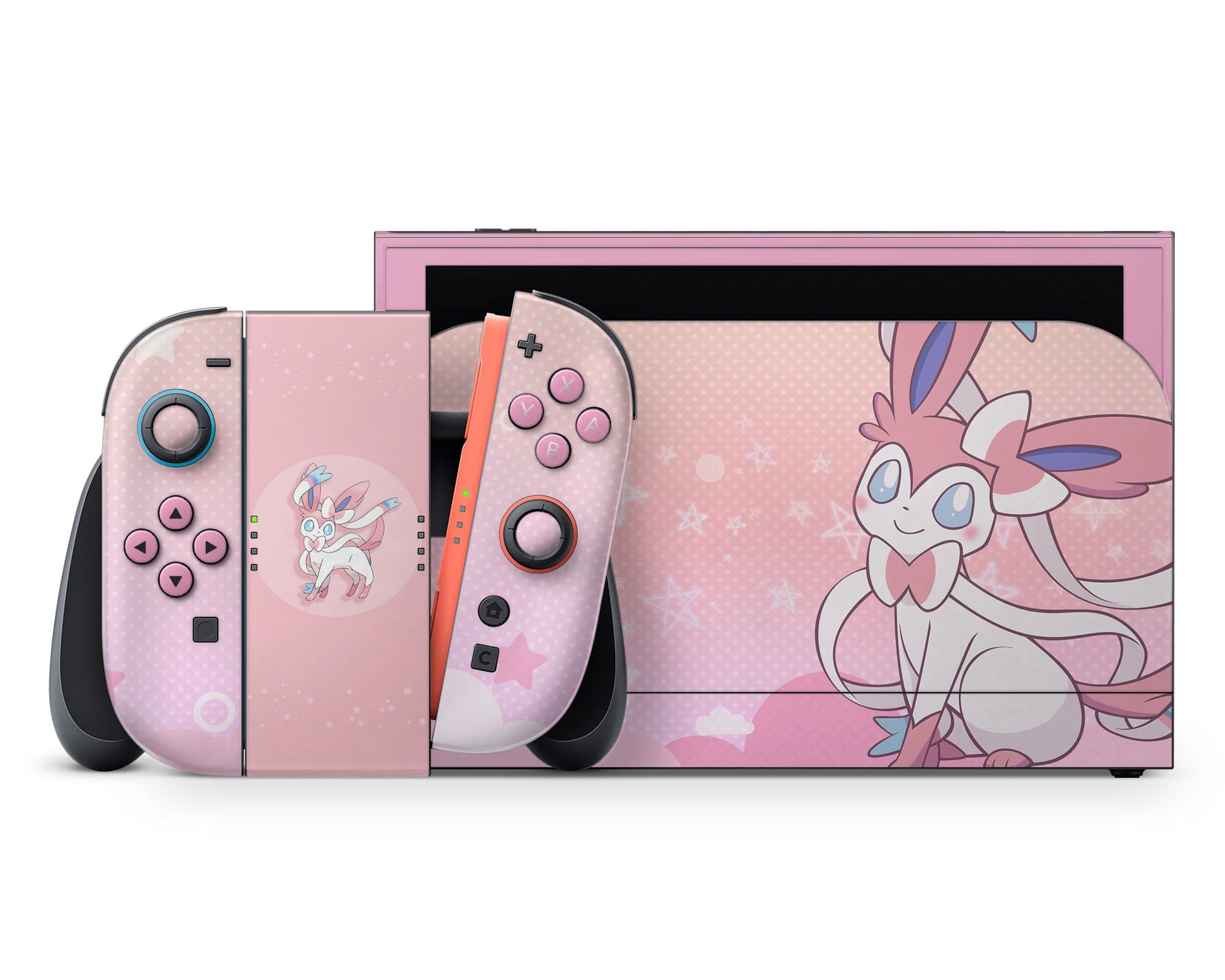 Lux Skins Nintendo Switch 2 Pokemon Sylveon Full Set +Tempered Glass Skins - Pop culture Pokemon Skin