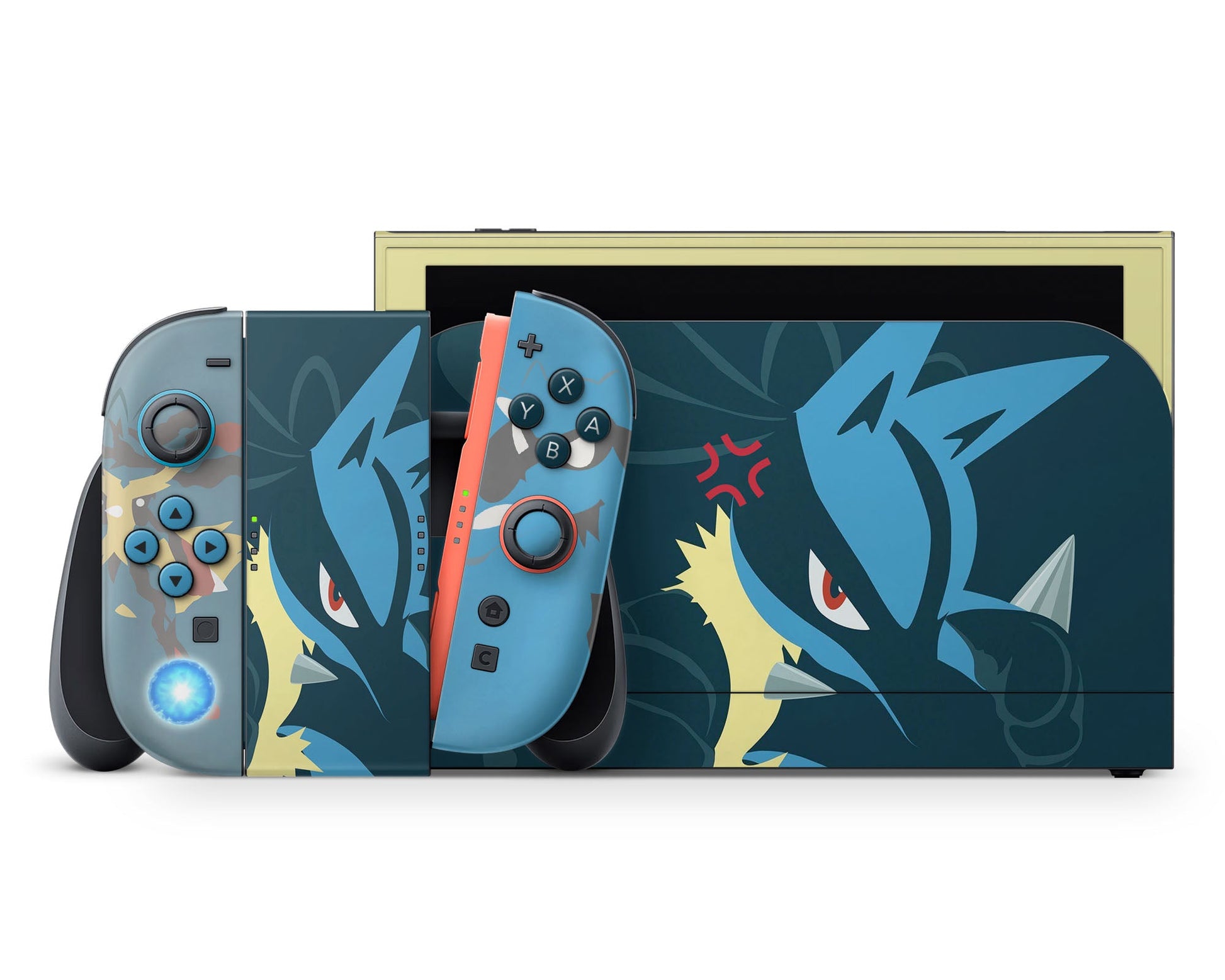 Lux Skins Nintendo Switch 2 Pokemon Lucario Full Set +Tempered Glass Skins - Pop culture Pokemon Skin
