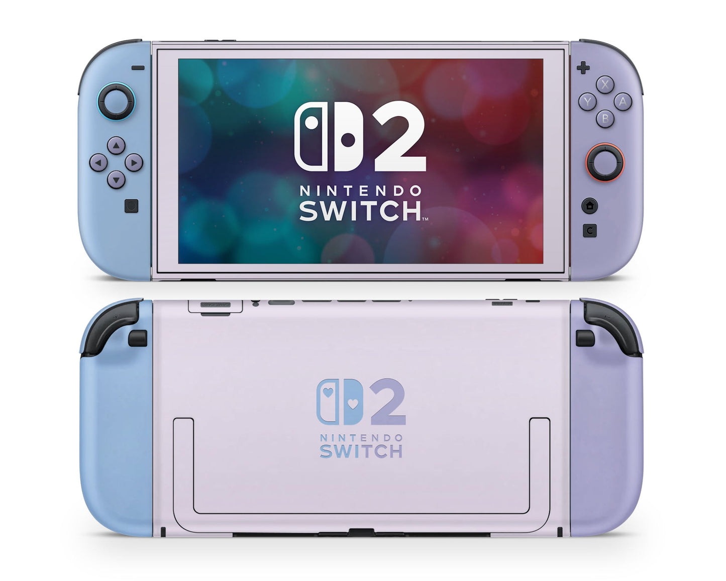 Lux Skins Nintendo Switch 2 Purple Haze Retro Hearts logo Skins - Solid Colours Colour Blocking Skin
