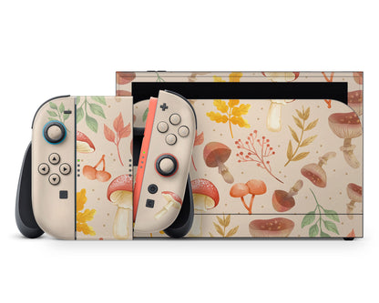 Lux Skins Nintendo Switch 2 Beige Mushroom Forest Classic no logo Skins - Art Floral Skin