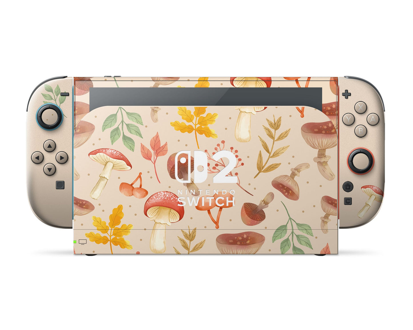 Lux Skins Nintendo Switch 2 Beige Mushroom Forest Nintendo logo Skins - Art Floral Skin