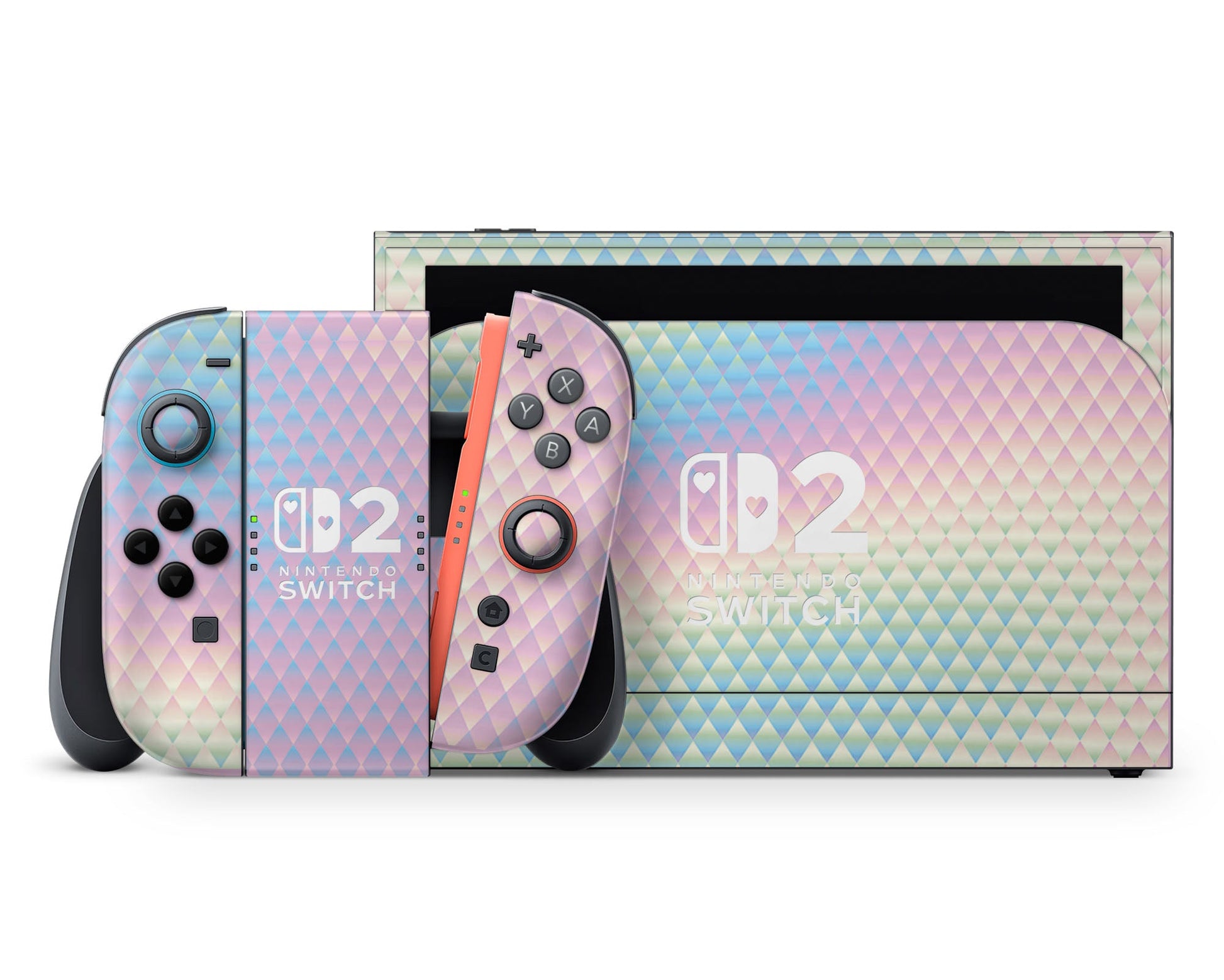 Lux Skins Nintendo Switch 2 Holographic Diamond Hearts logo Skins - Pattern  Skin