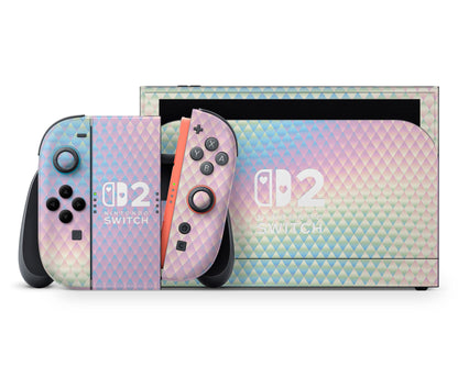 Lux Skins Nintendo Switch 2 Holographic Diamond Hearts logo Skins - Pattern  Skin