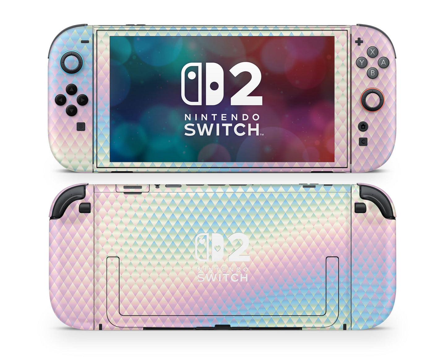 Lux Skins Nintendo Switch 2 Holographic Diamond Hearts logo Skins - Pattern  Skin