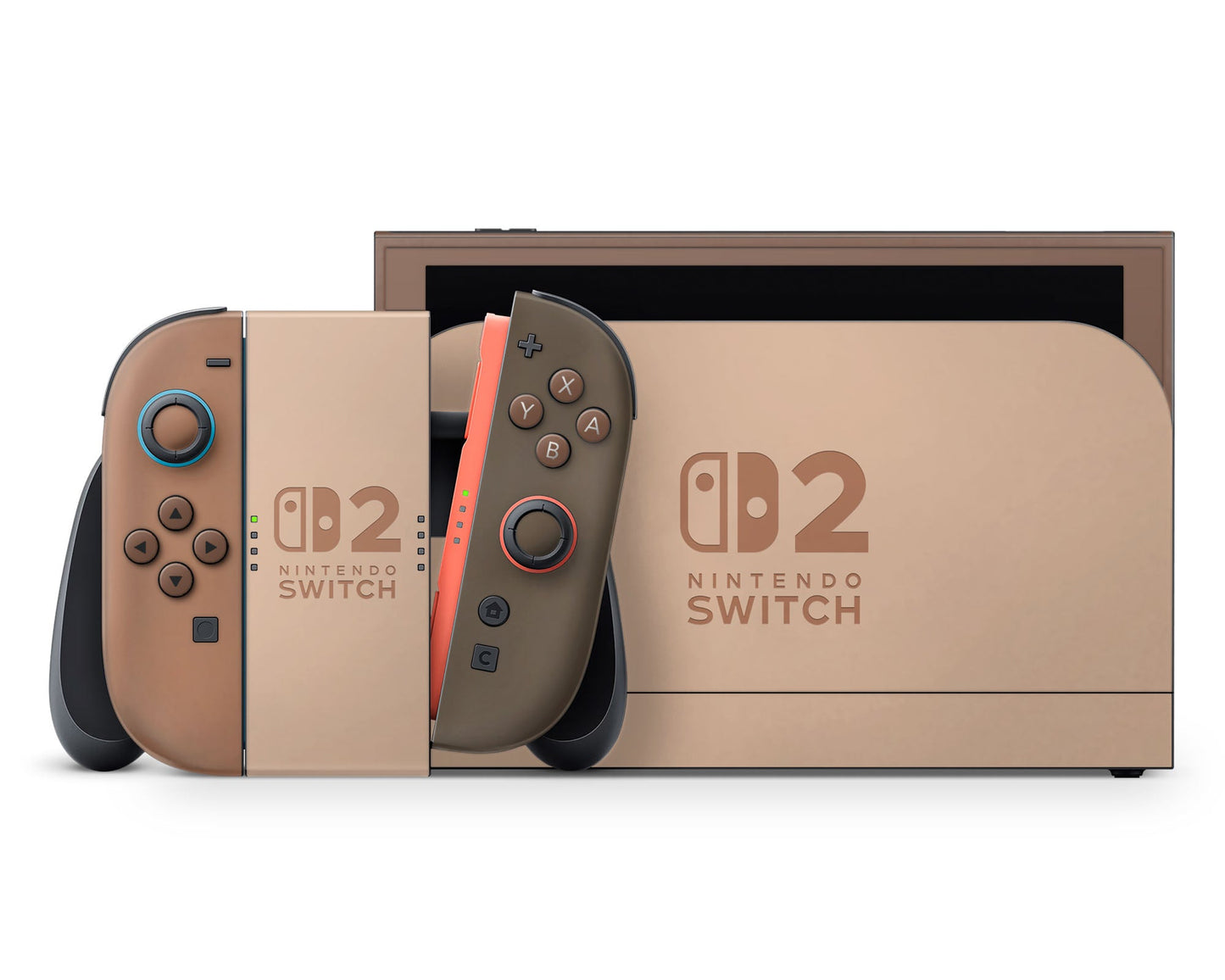 Lux Skins Nintendo Switch 2 Caramel Mocha Nintendo logo Skins - Solid Colours Colour Blocking Skin