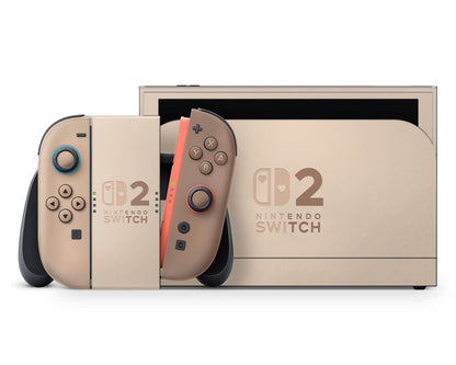 Lux Skins Nintendo Switch 2 Iced Latte Hearts logo Skins - Solid Colours Colour Blocking Skin