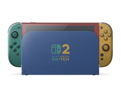 Lux Skins Nintendo Switch 2 Retro Fearless Color Blocking Hearts logo Skins - Solid Colours Colour Blocking Skin