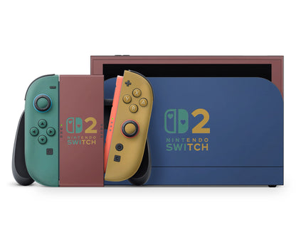 Lux Skins Nintendo Switch 2 Retro Fearless Color Blocking Hearts logo Skins - Solid Colours Colour Blocking Skin