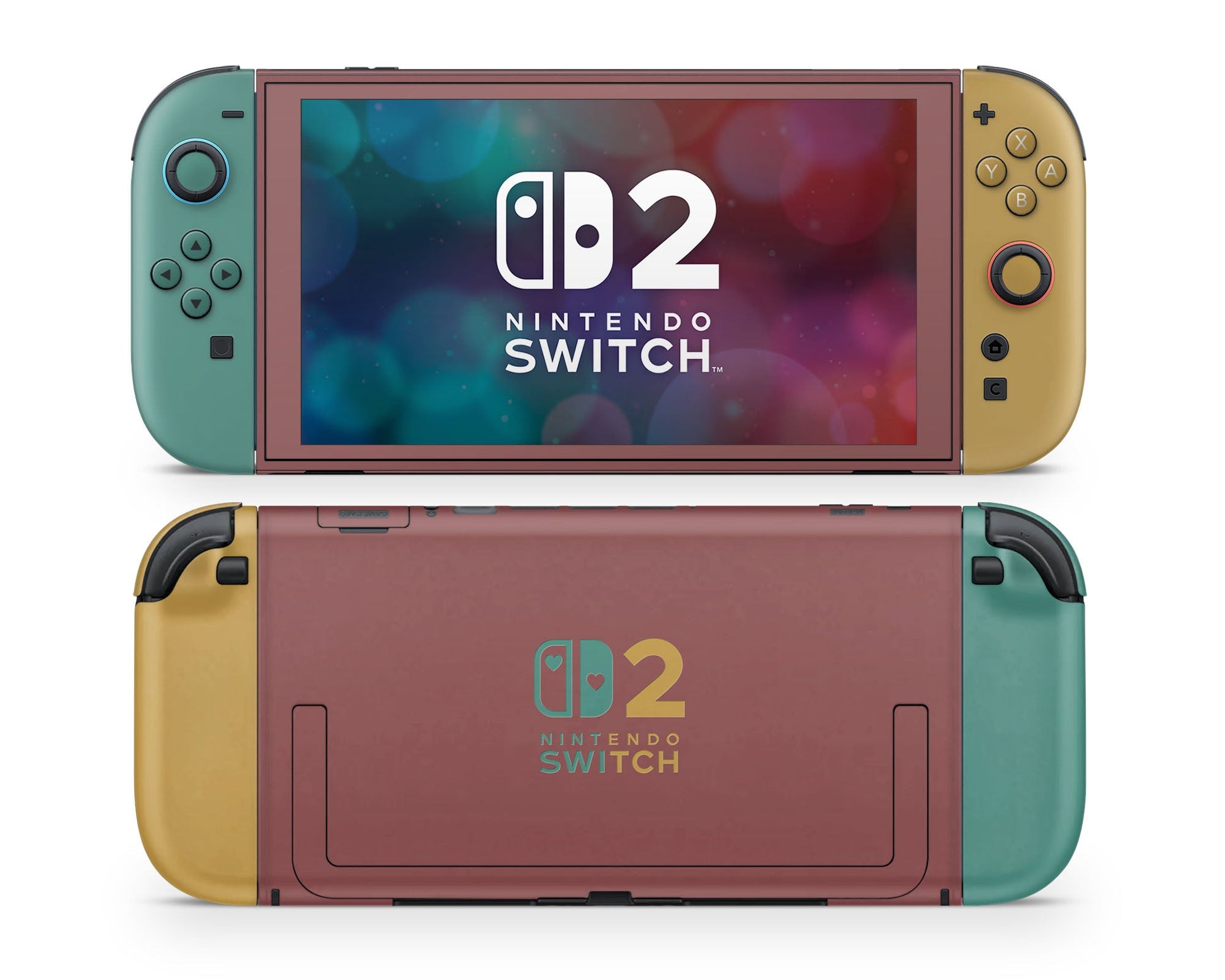 Lux Skins Nintendo Switch 2 Retro Fearless Color Blocking Hearts logo Skins - Solid Colours Colour Blocking Skin