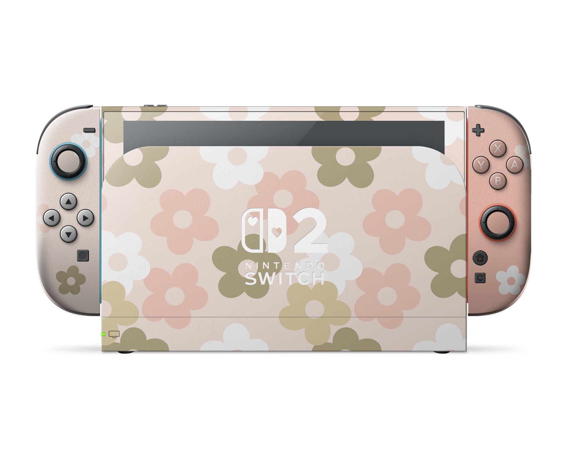 Lux Skins Nintendo Switch 2 Retro Parisian Pink Floral Hearts logo Skins - Art FLoral Skin