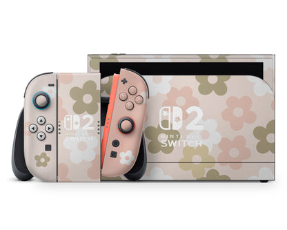 Retro Parisian Pink Floral Nintendo Switch 2 Skin