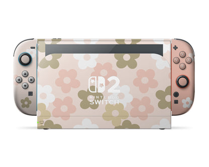 Lux Skins Nintendo Switch 2 Retro Parisian Pink Floral Flower logo Skins - Art FLoral Skin
