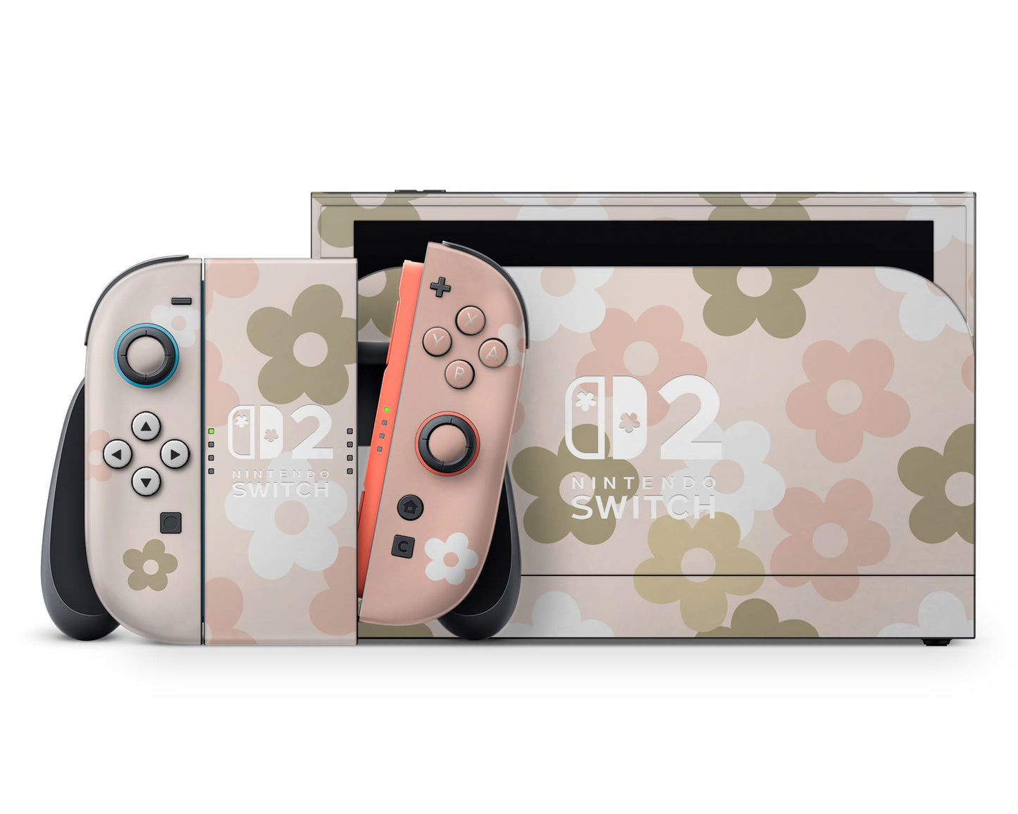 Lux Skins Nintendo Switch 2 Retro Parisian Pink Floral Flower logo Skins - Art FLoral Skin