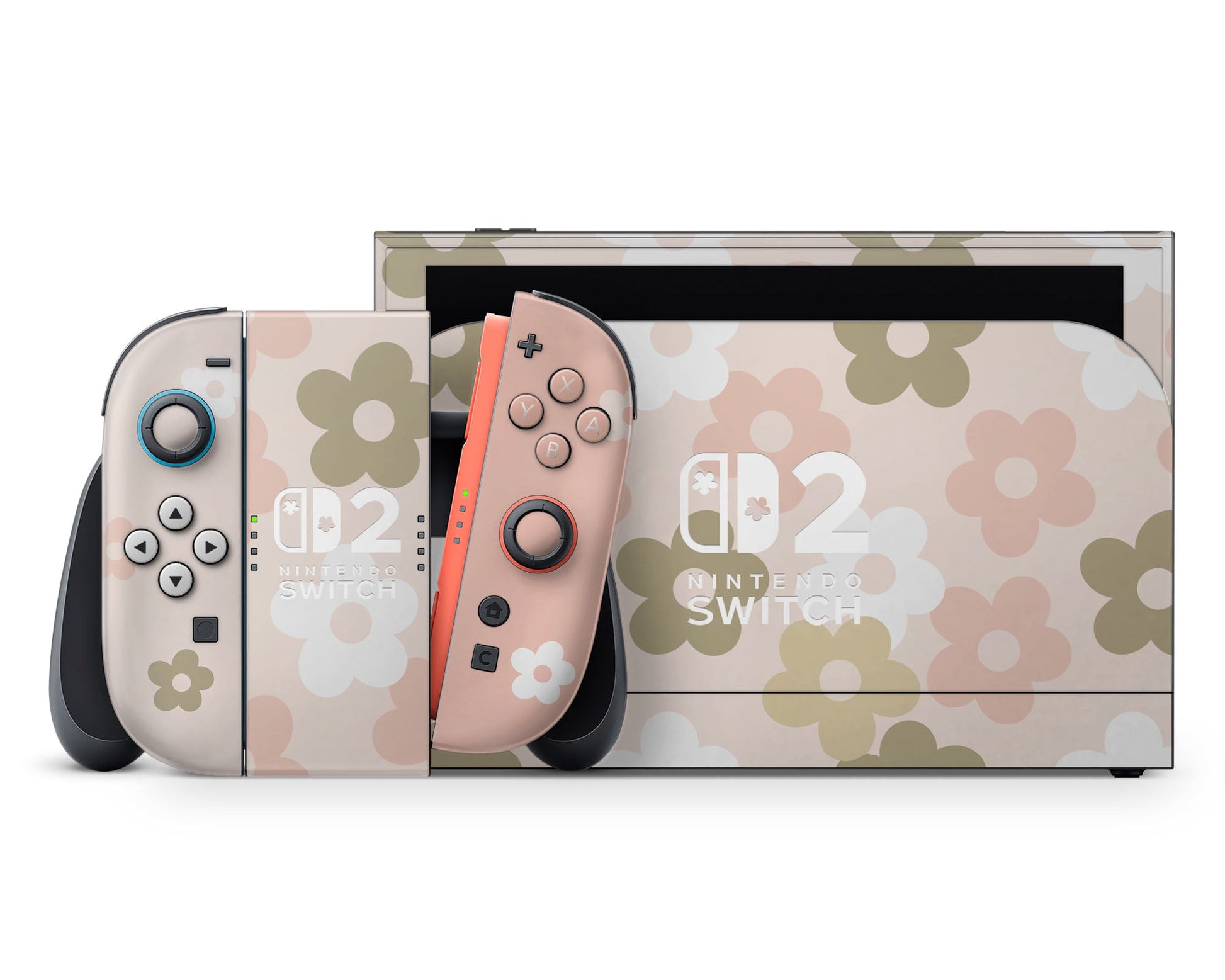 Lux Skins Nintendo Switch 2 Retro Parisian Pink Floral Flower logo Skins - Art FLoral Skin