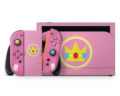 Lux Skins Nintendo Switch 2 Princess Peach Minimalist Full Set +Tempered Glass Skins - Pop Culture Mario Skin