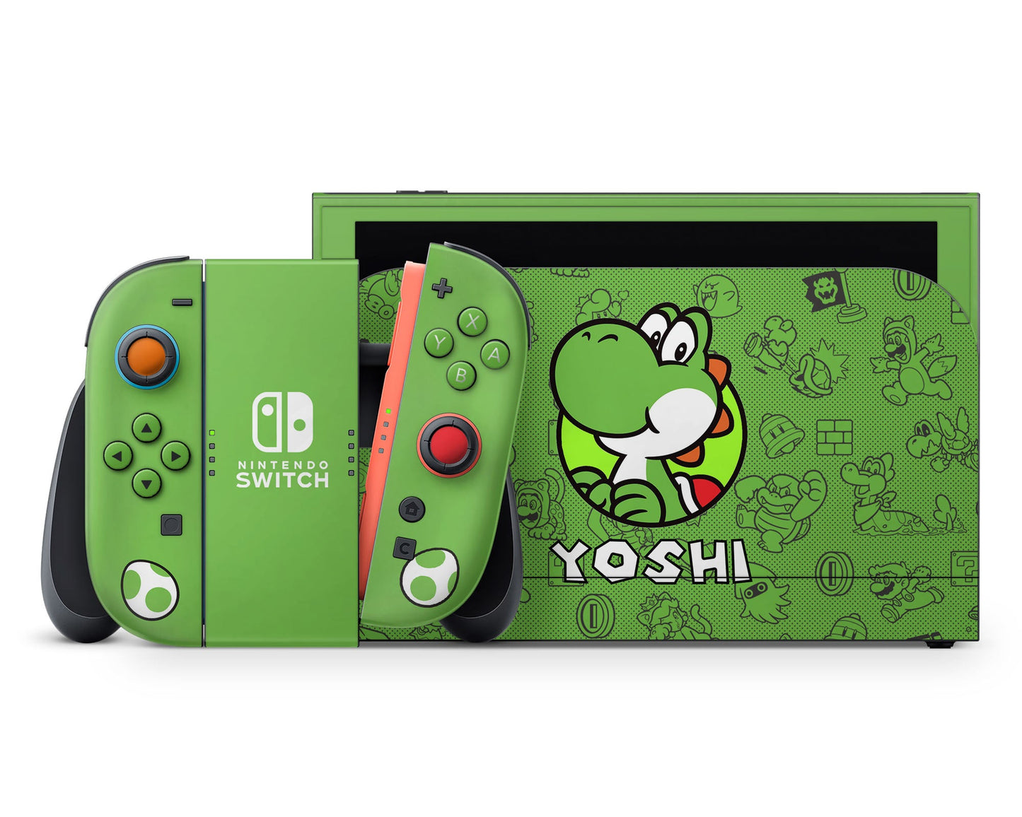 Lux Skins Nintendo Switch 2 Yoshi Minimalist Full Set +Tempered Glass Skins - Pop Culture Mario Skin