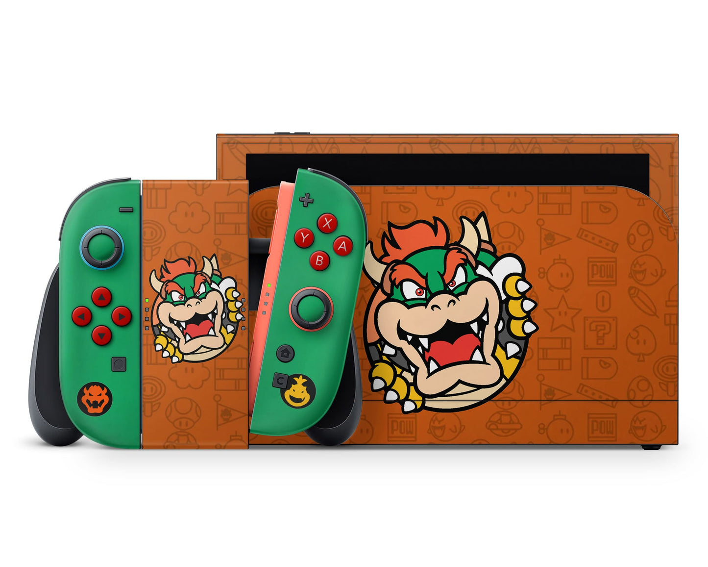 Lux Skins Nintendo Switch 2 Bowser Minimalist Full Set +Tempered Glass Skins - Pop Culture Mario Skin
