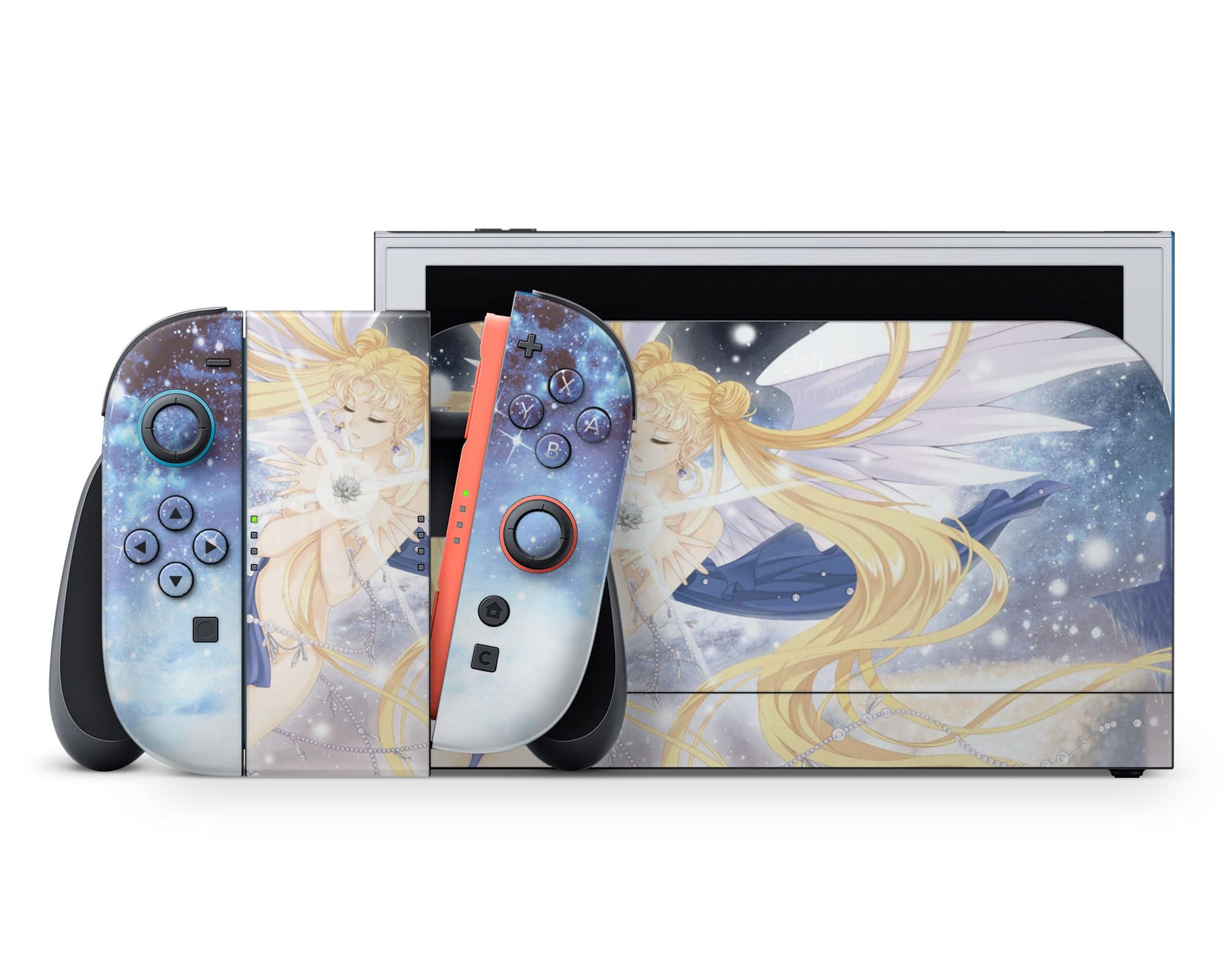 Lux Skins Nintendo Switch 2 Sailor Moon Artistic Blue Full Set +Tempered Glass Skins - Pop culture Sailor Moon Skin