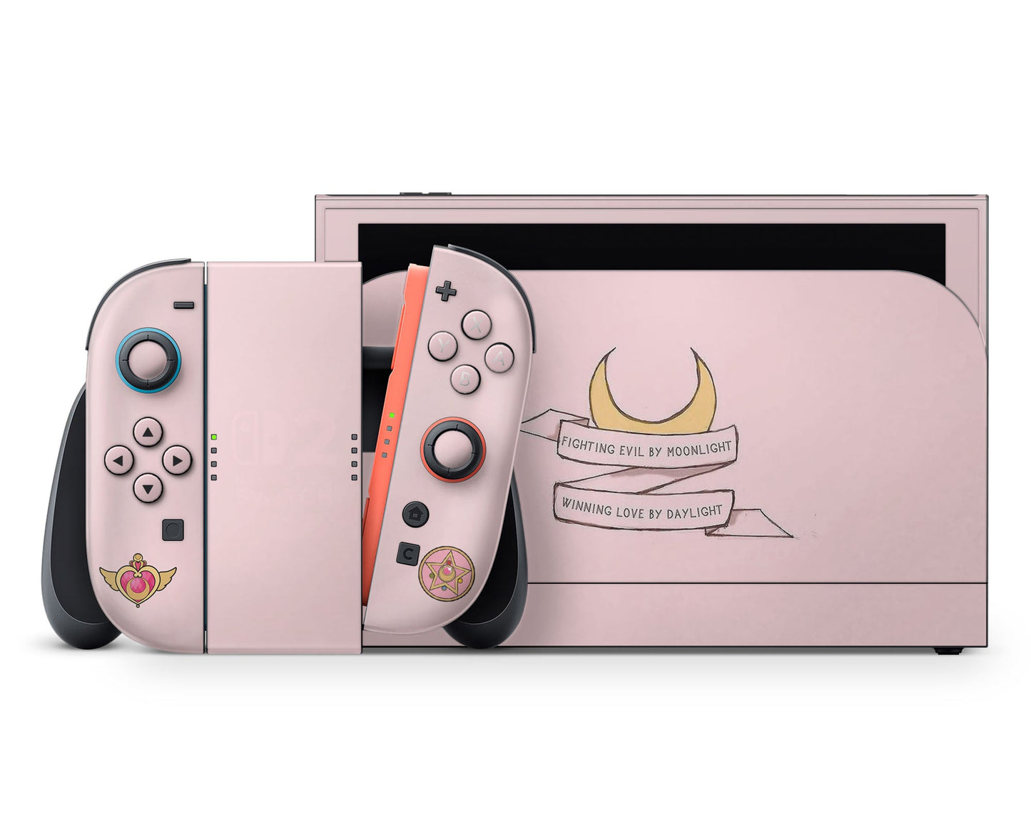 Lux Skins Nintendo Switch 2 Sailor Moon Fighting Evil By Moonlight Full Set +Tempered Glass Skins - Pop Culture Sailor Moon Skin
