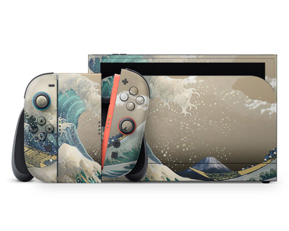 Lux Skins Nintendo Switch 2 Great Wave off Kanagawa Full Set +Tempered Glass Skins - Art Artwork Skin